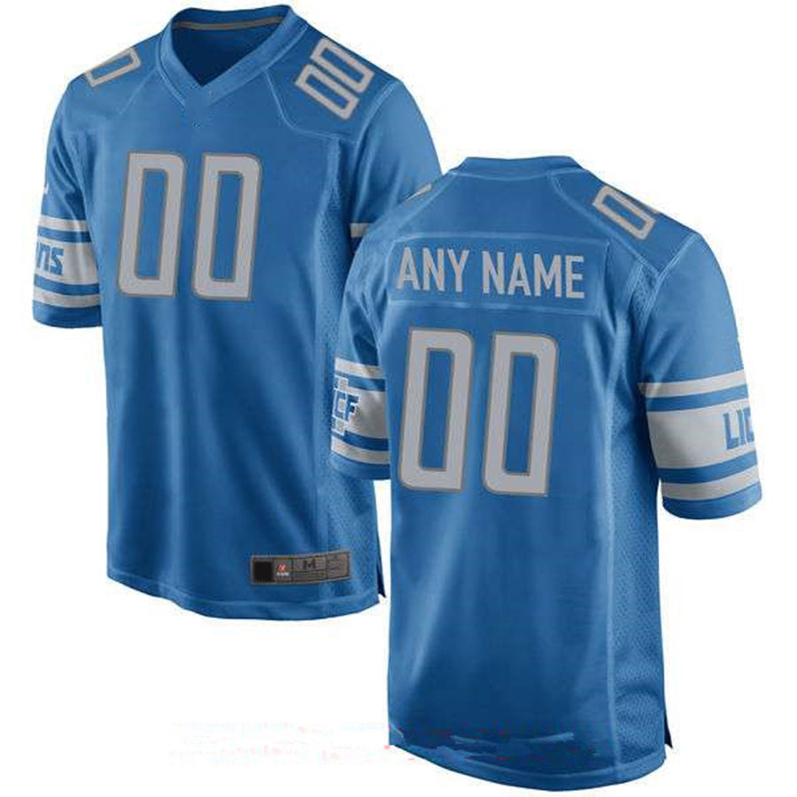 Mens Detroit Lions Blue Custom Player Jersey