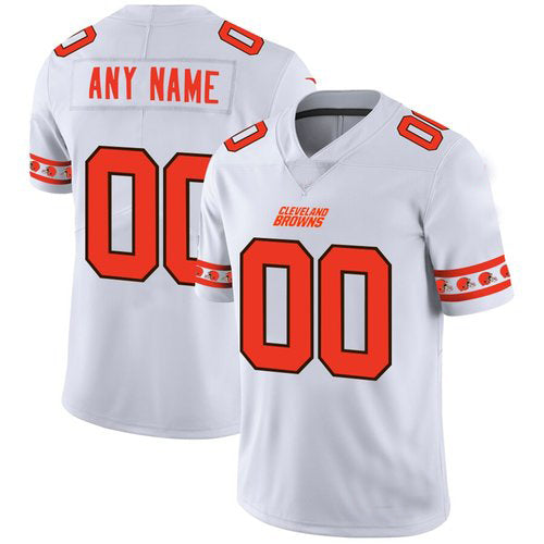 Custom Cleveland Browns White Team Stitched Limited Stitched Jerseys