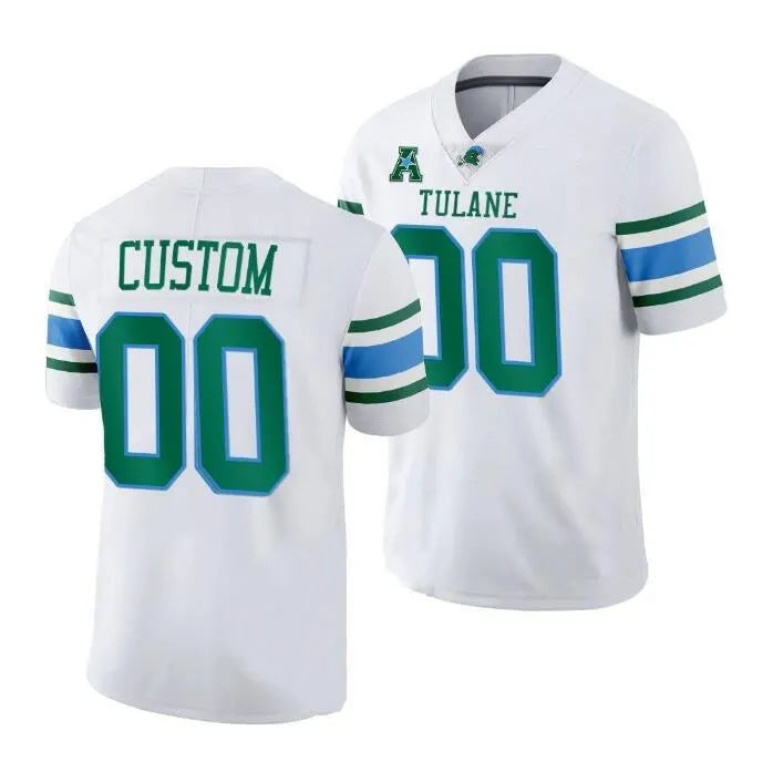 Custom Tulane Green Wave Jersey White