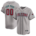 Mens Arizona Diamondbacks Gray Away Limited Custom Jersey