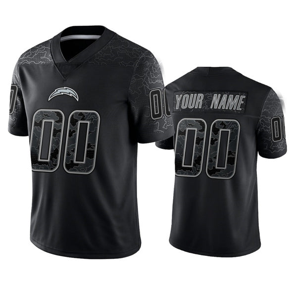 Custom Los Angeles Chargers Black Reflective Limited Stitched Jerseys