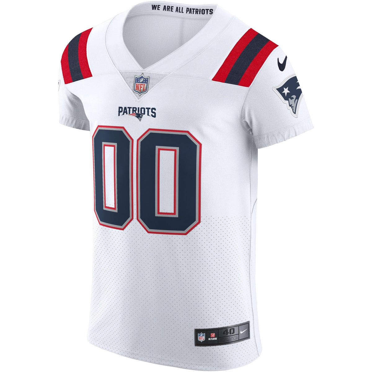 New England Patriots White Stitched Elite Custom Jersey