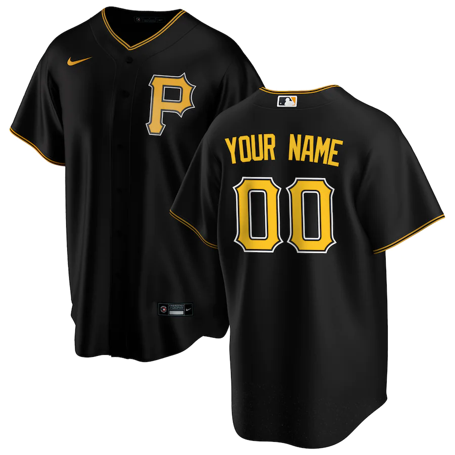 Mens Pittsburgh Pirates Black Alternate Replica Custom Jersey