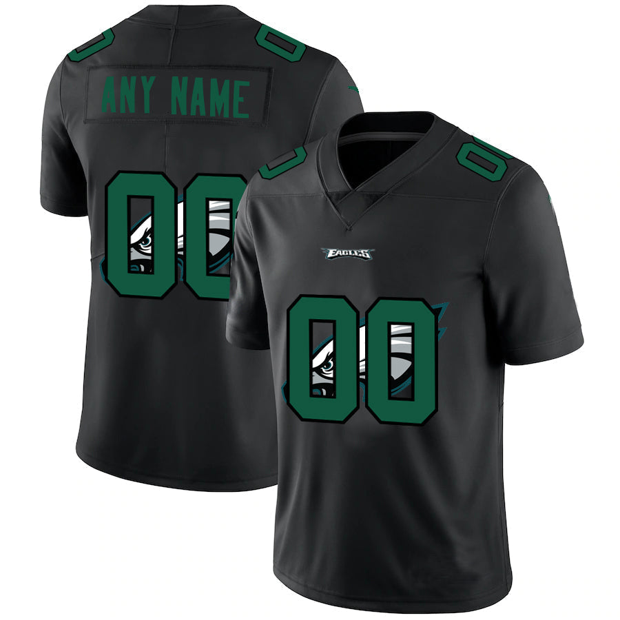 Custom Philadelphia Eagles Team Dual Overlap Limited Jersey Black Stitched Jerseys