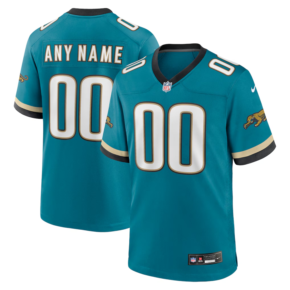 Mens Jacksonville Jaguars Teal Prowler Throwback Custom Game Jersey