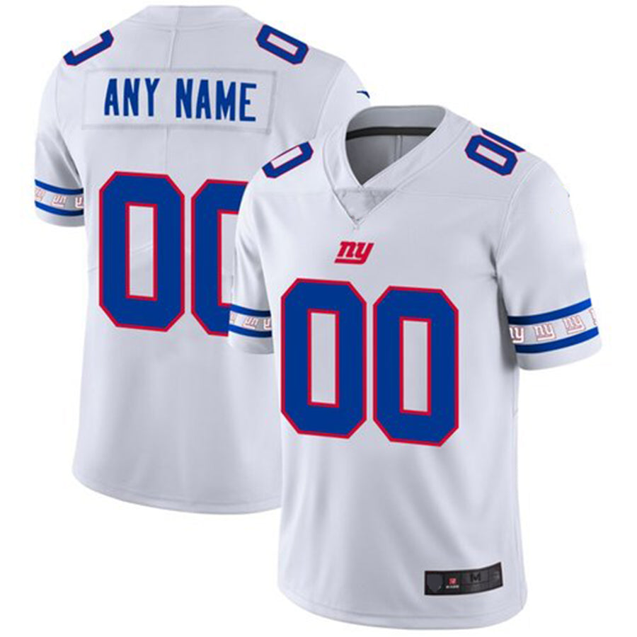 Custom New York Giants White Team Stitched Limited Stitched Jerseys