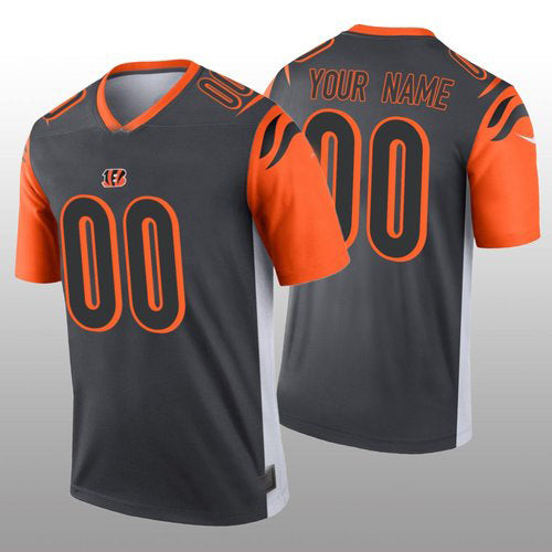 Custom Cincinnati Bengals Silver Inverted Legend Stitched Jerseys