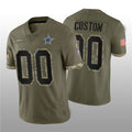 Custom Dallas Cowboys 2022 Olive Salute To Service Limited Stitched Football Jerseys