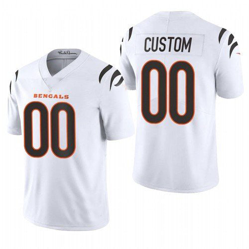 Custom Cincinnati Bengals 2021 White Stitched Limited Stitched Jersey Stitched Jerseys