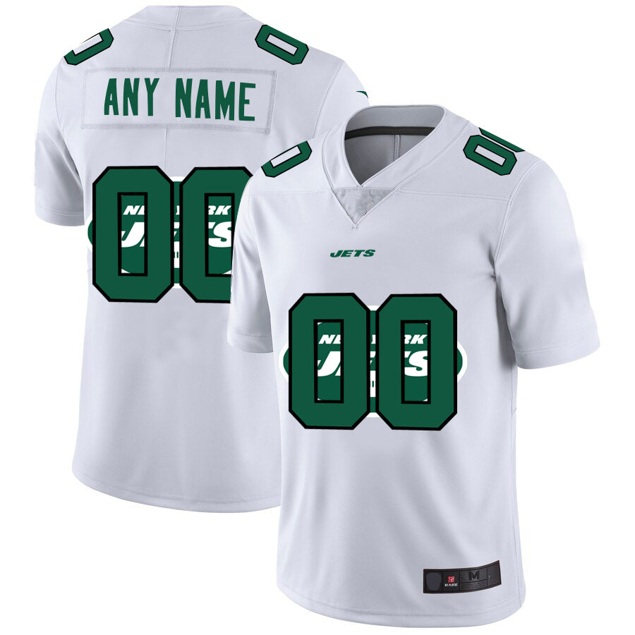 Custom New York Jets White Team Big Stitched Limited Jersey Stitched Jerseys