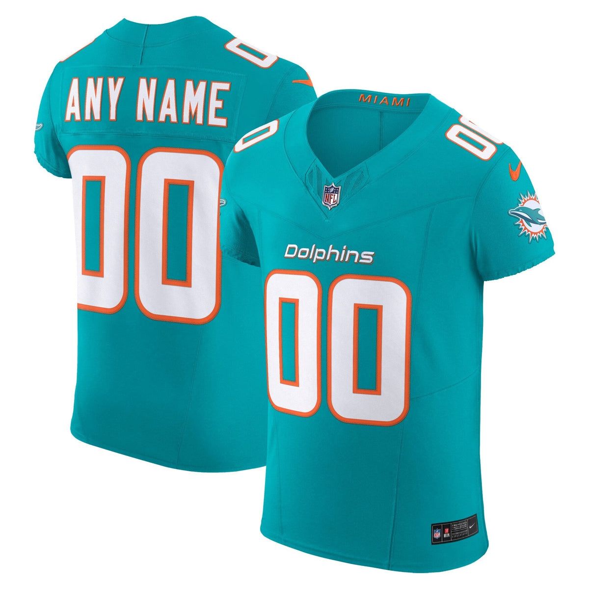 Miami Dolphins Aqua Stitched Elite Custom Jersey