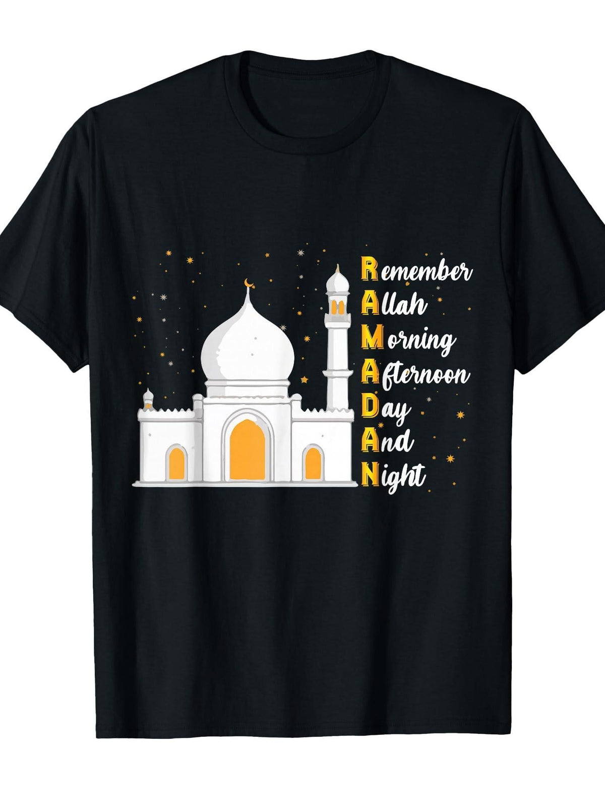 Remember Allah Morning Afternoon Day and Night Islam Ramadan T-Shirt Cotton