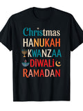 Merry Kwanzaa Hanukkah Holidays Diwali Ramadan T-Shirt Cotton