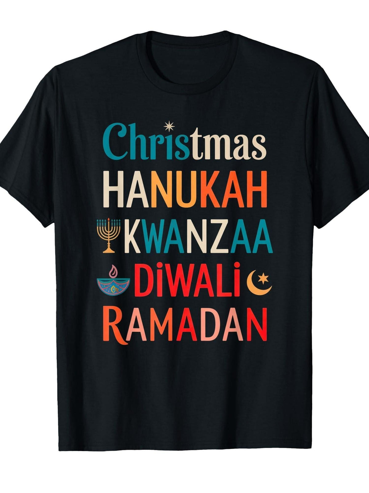 Merry Kwanzaa Hanukkah Holidays Diwali Ramadan T-Shirt Cotton