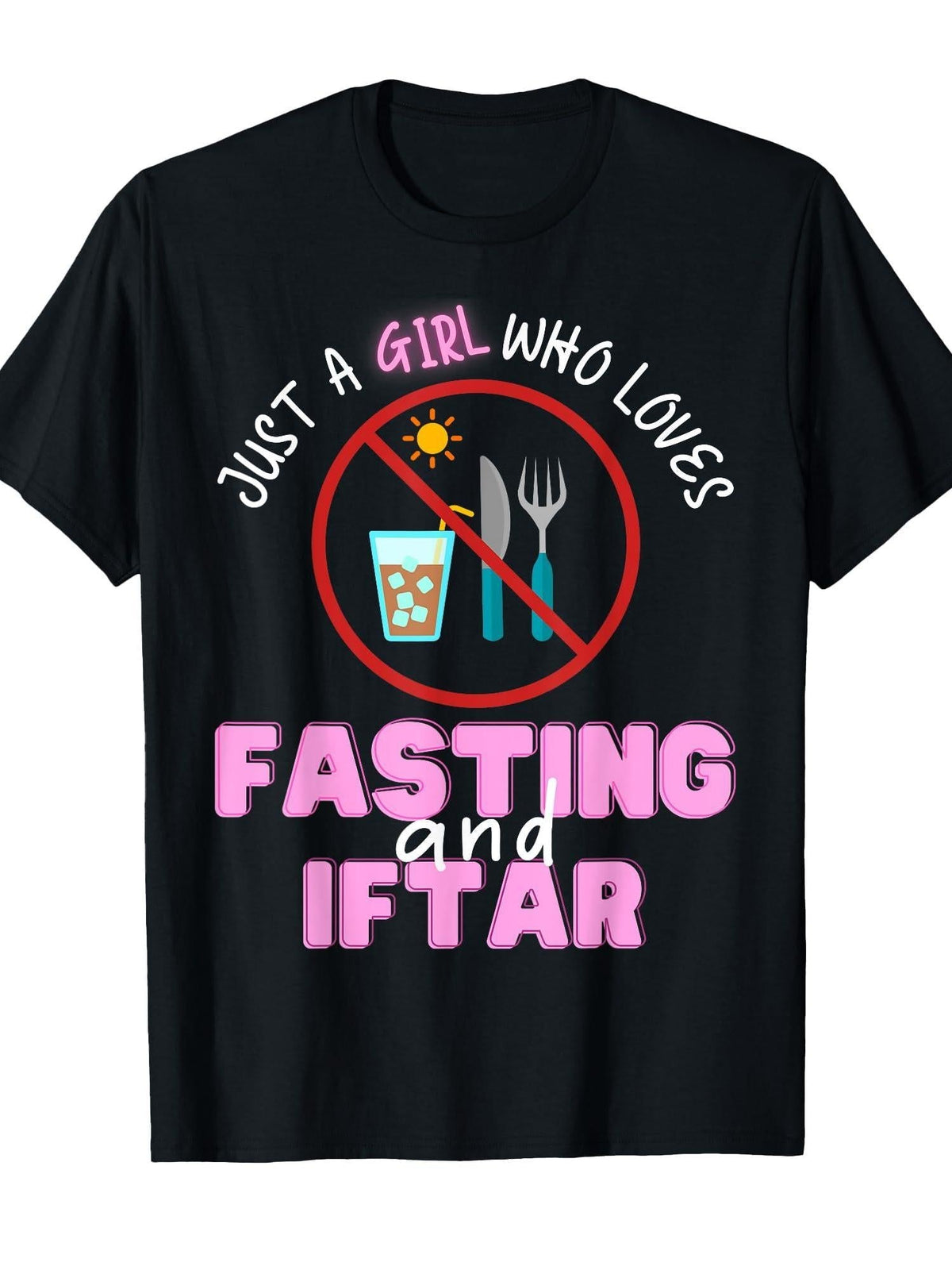Ramadan Kareem Islamic Girl Fasting Iftar love Women Kids T-Shirt Cotton
