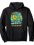 Ramadan Mubarek Kids Fasted for the First Time Ramadan Kids Pullover Hoodie Ramadan Black Cotton Long Sleeve