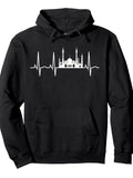 Islamic Hoodies for Men Women Muslim Heartbeat Islam Gift Pullover Hoodie Ramadan Black Cotton Long Sleeve