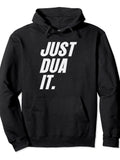 Just Dua It Muslim Islamic Clothing Mens Pullover Hoodie Ramadan Black Cotton Long Sleeve