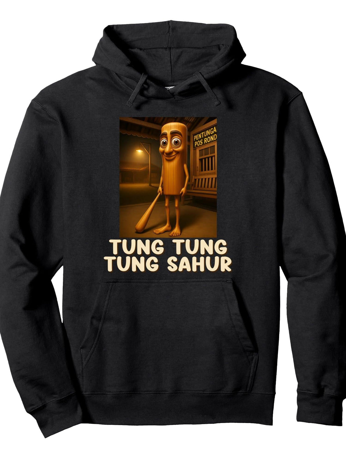 Tung Tung Tung Sahur Italian Brainrot Meme for Kids Boys Pullover Hoodie Ramadan Black Cotton Long Sleeve