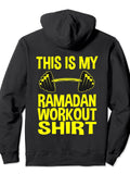 Ramadan Mubarak Workout 2022 Men Women Kids Eid Outfit Pullover Hoodie Ramadan Black Cotton Long Sleeve