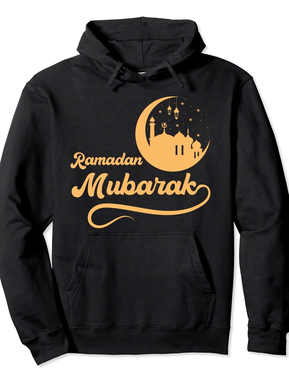 Muslim Eid Mubarak Islamic Ramadan Quote Pullover Hoodie Ramadan Black Cotton Long Sleeve