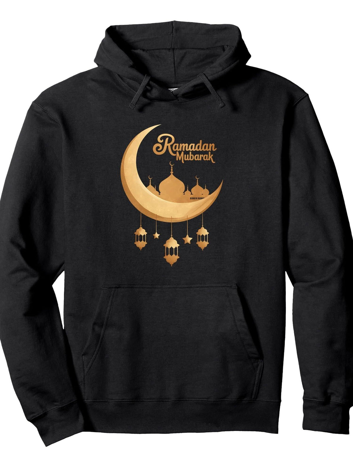 Ramadan Mubarak Kareem Eid Muslim Fasting Islamic Pullover Hoodie Ramadan Black Cotton Long Sleeve