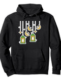 Ramadan Lantern Decoration Ramadan Mubarak Kareem Tee Muslim Pullover Hoodie Ramadan Black Cotton Long Sleeve
