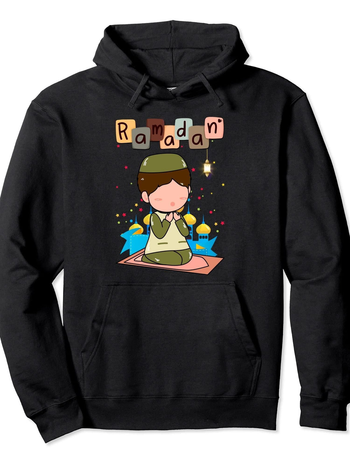 Ramadan Kids Funny Ramadan Kareem Mubarak Salat Mosque Pullover Hoodie Ramadan Black Cotton Long Sleeve
