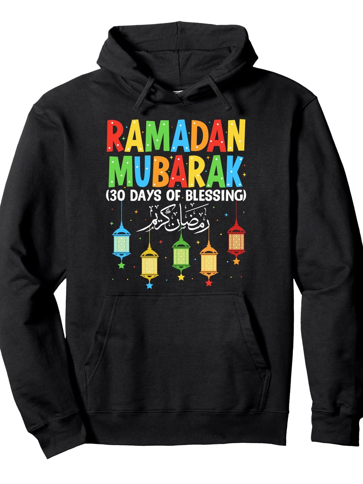 Ramadan Mubarak Kids Islamic Fasting Muslim Ramadan Kareem Pullover Hoodie Ramadan Black Cotton Long Sleeve