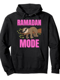 Ramadan Mode Ramadan Kareem Girl Fasting Iftar Women Kids Pullover Hoodie Ramadan Black Cotton Long Sleeve