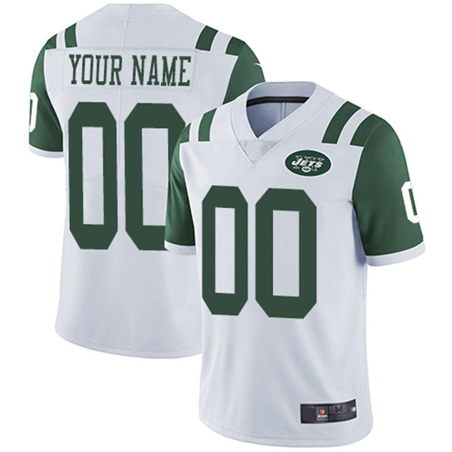Custom New York Jets Road White Stitched Limited Jersey Stitched Jerseys