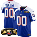 Mens Buffalo Bills Custom Blue White 2023 East Champions Ptach Stitched Football Jersey