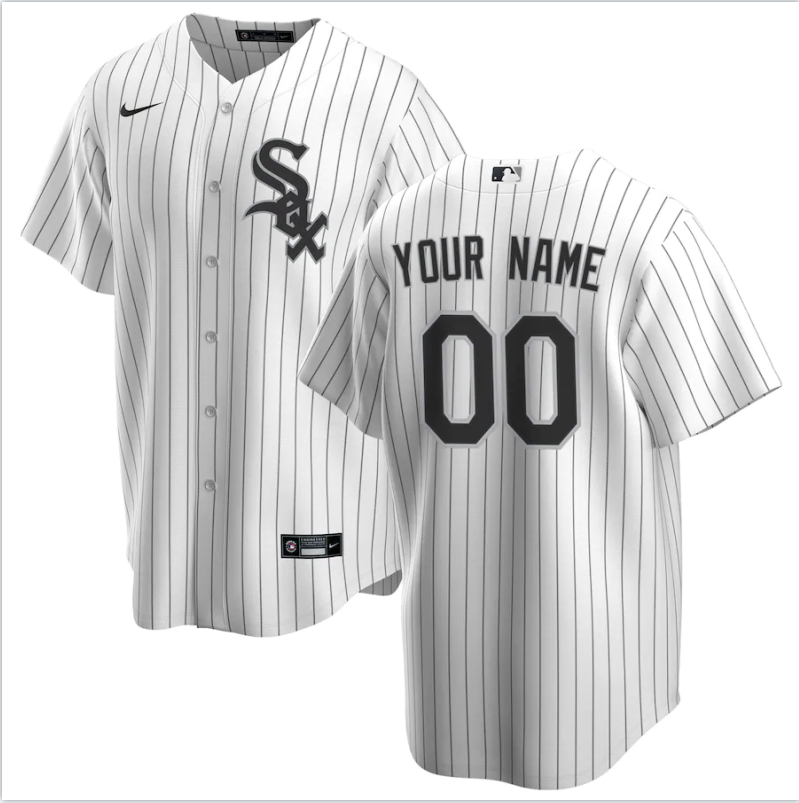Mens Chicago White Sox White Home Replica Custom Jersey