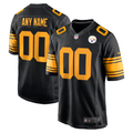 Mens Pittsburgh Steelers Black Alternate Custom Game Jersey