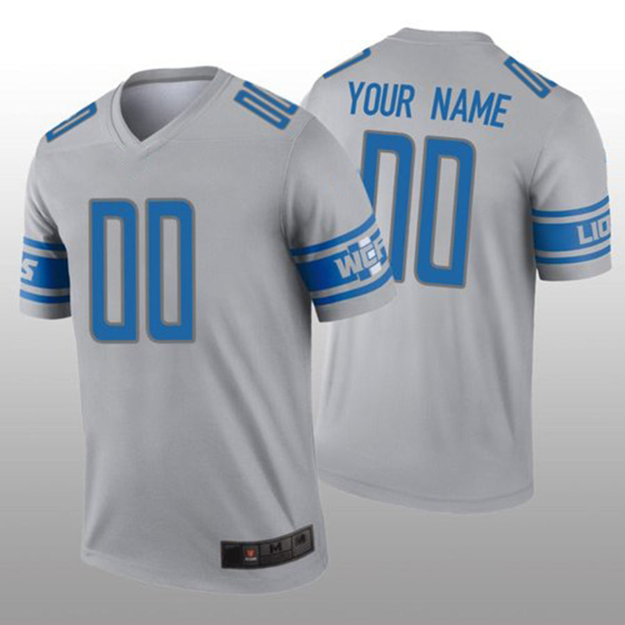 Custom Detroit Lions Gray Inverted Legend Stitched Jerseys