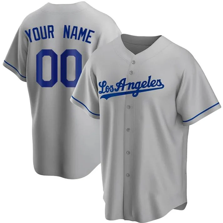 Mens Los Angeles Dodgers Gray Replica Custom Jersey