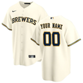 Mens Milwaukee Brewers Cream Home Replica Custom Jersey