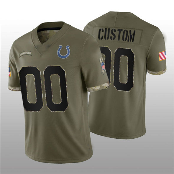 Custom Indianapolis Colts 2022 Olive Salute To Service Limited Stitched Jersey Football Jersey