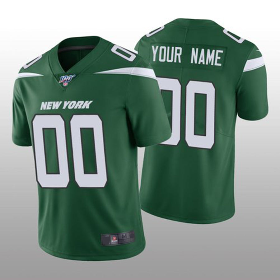 Custom New York Jets Green Stitched Limited 100th Season Jersey Stitched Jerseys