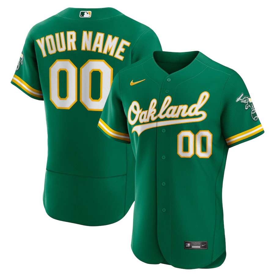 Mens Oakland Athletics Kelly Green Alternate Authentic Custom Jersey