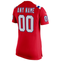 Womens New England Patriots Red Super Bowl LX Patch Custom Game Jersey