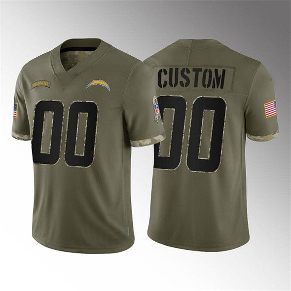 Custom Los Angeles Chargers 2022 Olive Salute To Service Limited Stitched Jerseys
