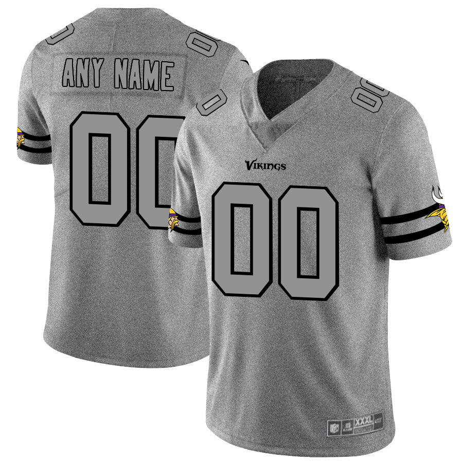 Custom Minnesota Vikings 2019 Gray Gridiron Gray Stitched Limited Stitched Jerseys