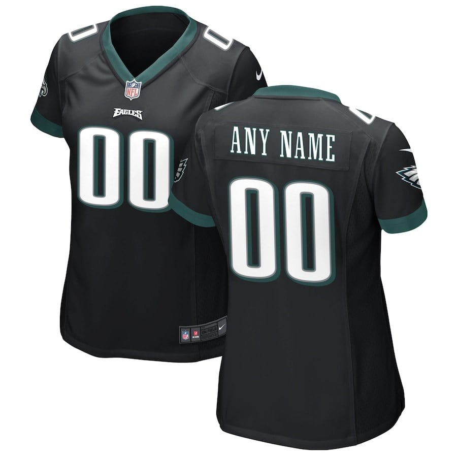 Womens Black Philadelphia Eagles Alternate Custom Game Jersey