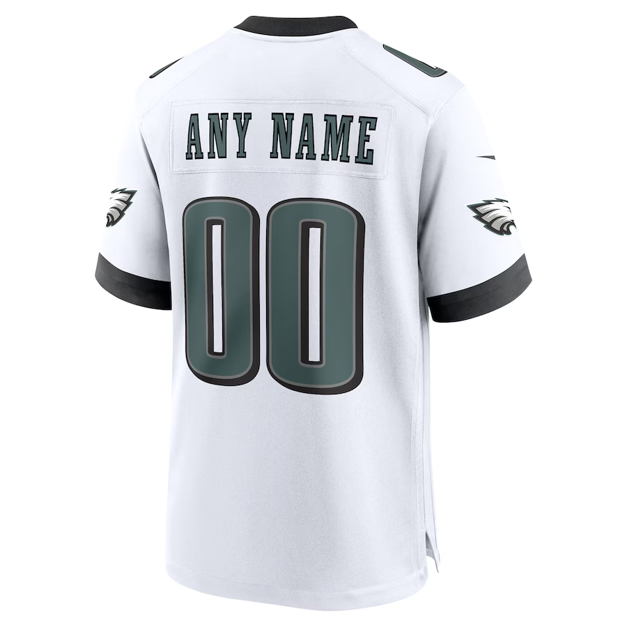 Mens Philadelphia Eagles Midnight White Super Bowl LIX Custom Game Jersey
