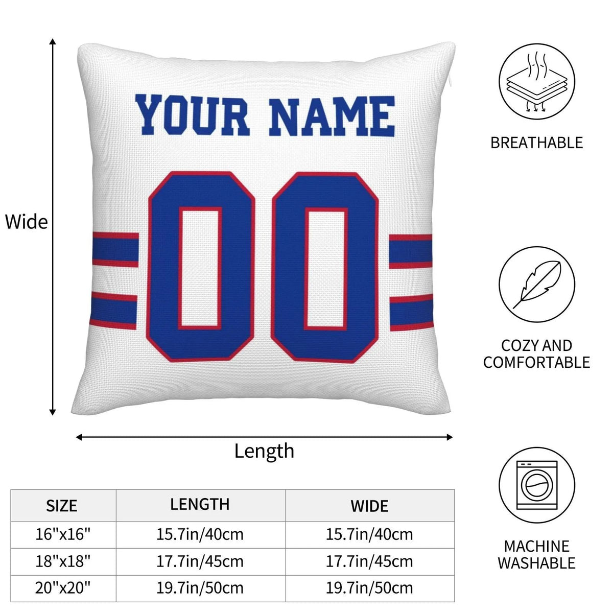Custom B.Bills Pillow Royal Decorative Throw Pillow Case Print Fans Letters Number Football Pillows