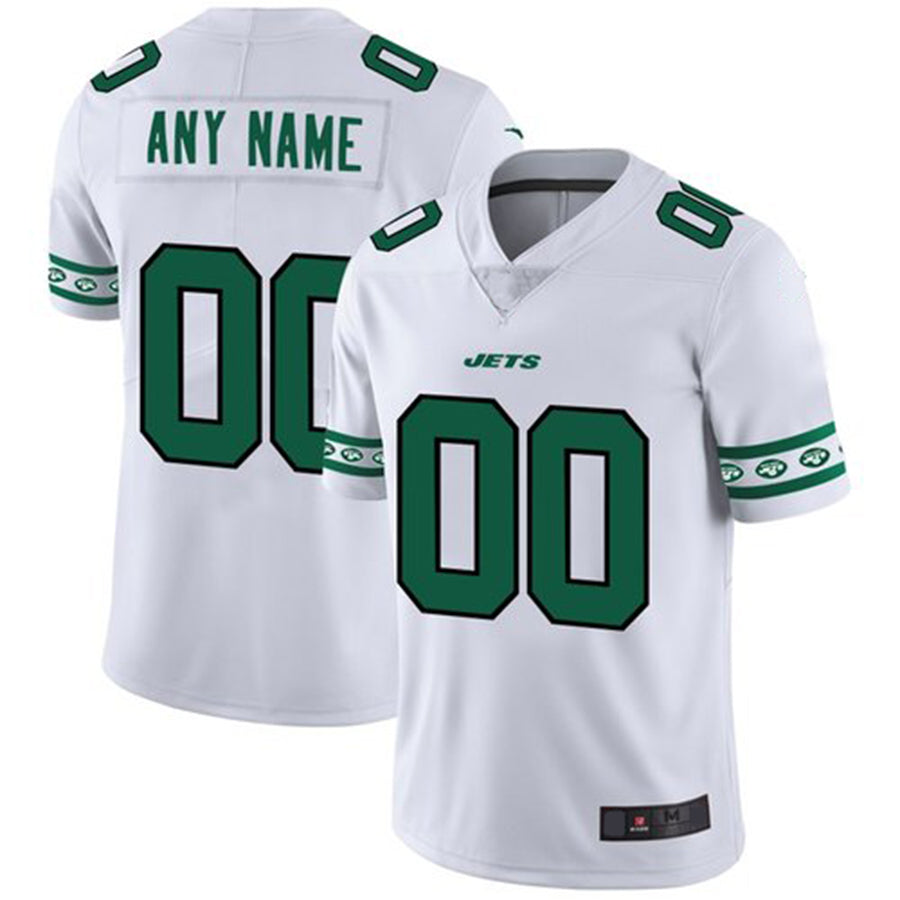Custom New York Jets White Team Stitched Limited Jersey Stitched Jerseys