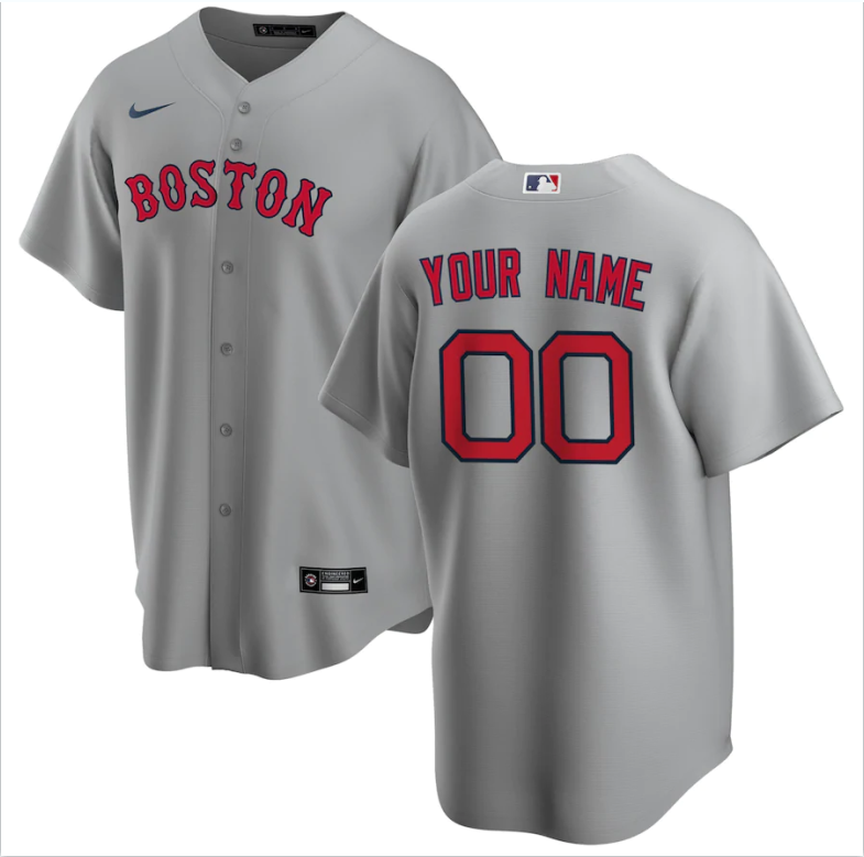 Mens Boston Red Sox Gray Replica Custom Jersey