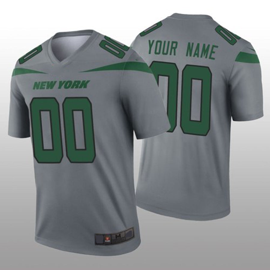 Custom New York Jets Gray Inverted Legend Jersey Stitched Jerseys