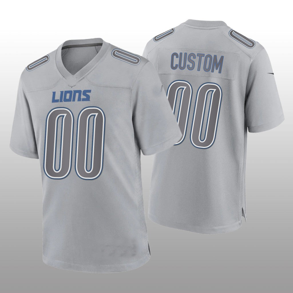 Custom Detroit Lions Gray Game Atmosphere Stitched Jerseys